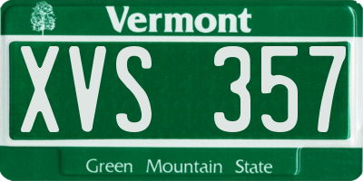 VT license plate XVS357