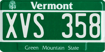 VT license plate XVS358