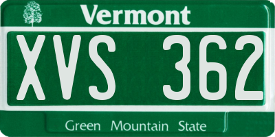 VT license plate XVS362