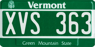VT license plate XVS363