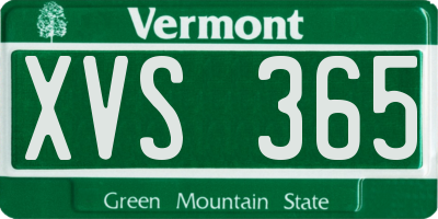 VT license plate XVS365
