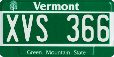 VT license plate XVS366