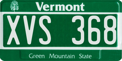 VT license plate XVS368