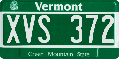 VT license plate XVS372