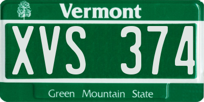 VT license plate XVS374