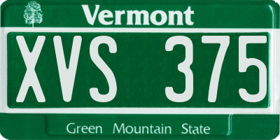 VT license plate XVS375