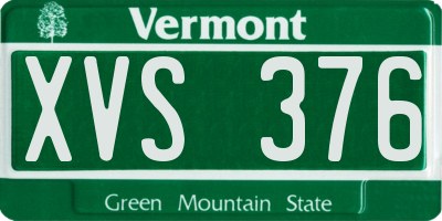 VT license plate XVS376