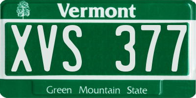 VT license plate XVS377