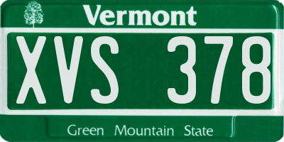 VT license plate XVS378