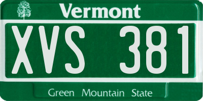 VT license plate XVS381