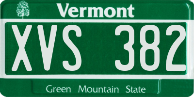 VT license plate XVS382