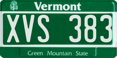VT license plate XVS383