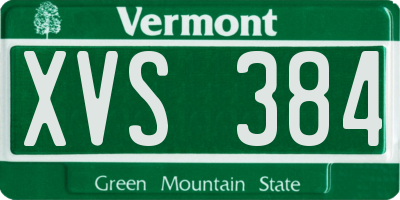 VT license plate XVS384