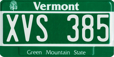 VT license plate XVS385