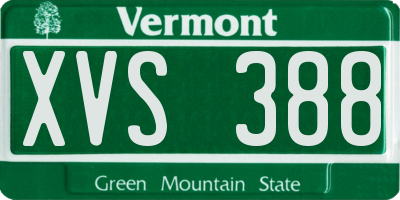 VT license plate XVS388