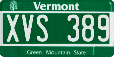 VT license plate XVS389