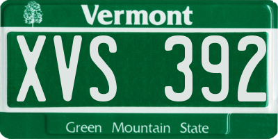 VT license plate XVS392