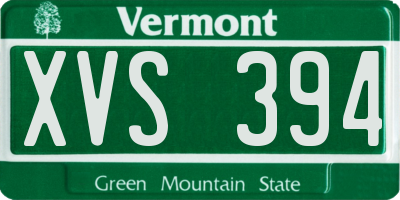VT license plate XVS394