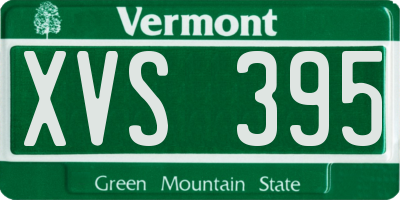 VT license plate XVS395