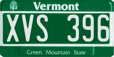 VT license plate XVS396