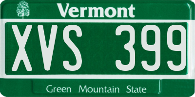 VT license plate XVS399
