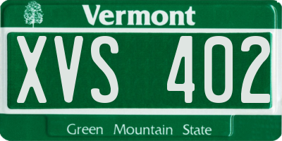 VT license plate XVS402