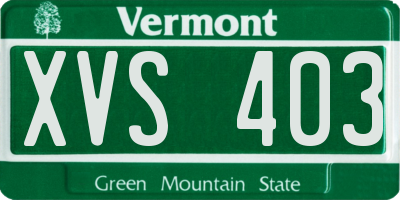 VT license plate XVS403
