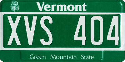 VT license plate XVS404