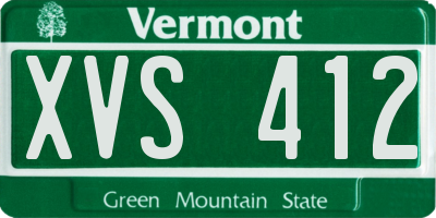VT license plate XVS412