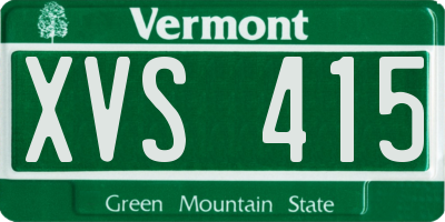 VT license plate XVS415