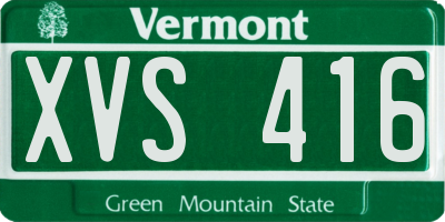 VT license plate XVS416