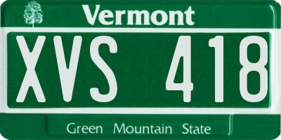 VT license plate XVS418