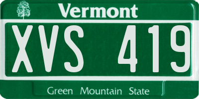 VT license plate XVS419