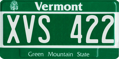 VT license plate XVS422