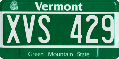 VT license plate XVS429