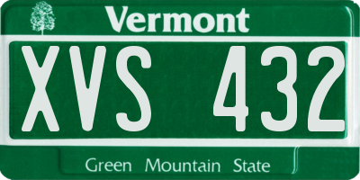 VT license plate XVS432