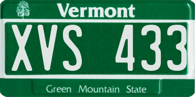 VT license plate XVS433