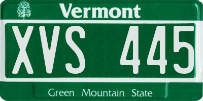 VT license plate XVS445