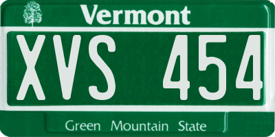 VT license plate XVS454