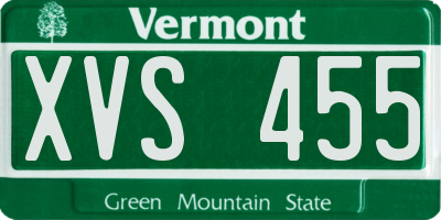 VT license plate XVS455