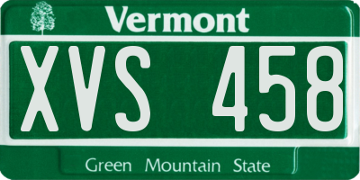 VT license plate XVS458