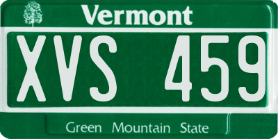 VT license plate XVS459