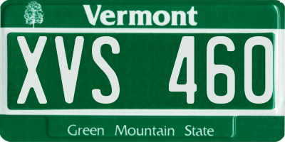 VT license plate XVS460