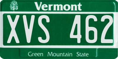 VT license plate XVS462