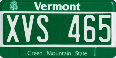 VT license plate XVS465