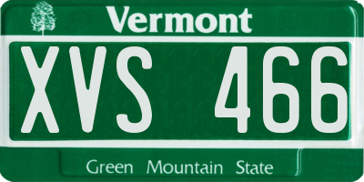 VT license plate XVS466