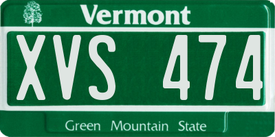 VT license plate XVS474