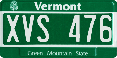 VT license plate XVS476