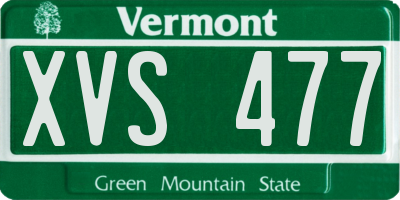 VT license plate XVS477