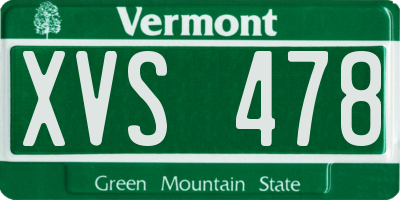 VT license plate XVS478